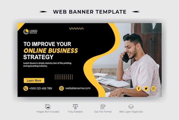 創造的なビジネス web バナーと youtube サムネイル テンプレート デザイン