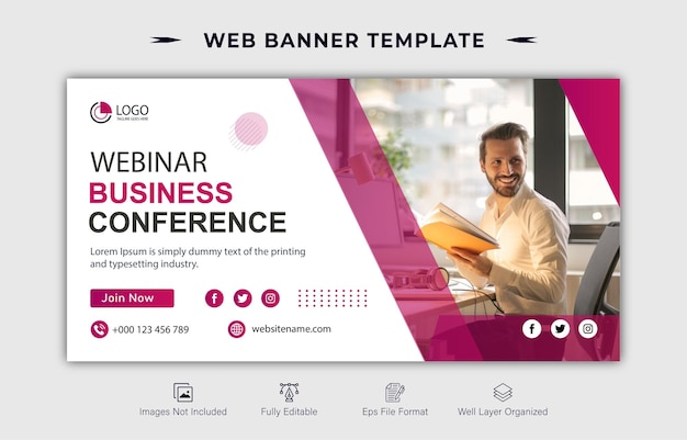 Creative business web banner and youtube thumbnail template design