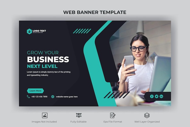 Vector creative business web banner and youtube thumbnail template