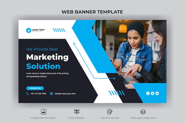 Vector creative business web banner and youtube thumbnail template