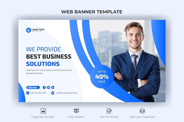 Creative business web banner and youtube thumbnail template