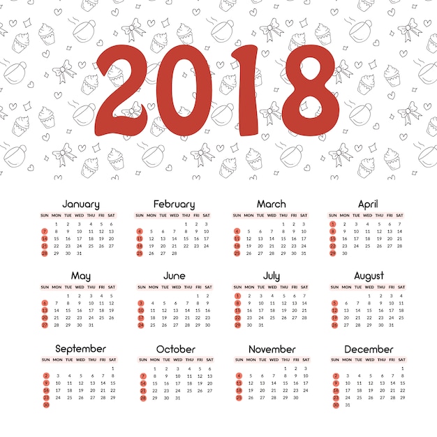 Vettore calendario creativo 2018