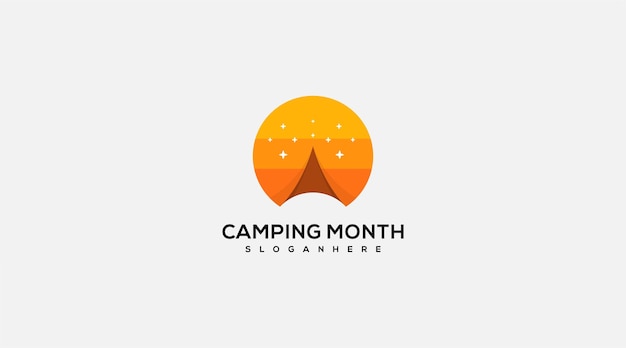 Creative Camping Month 로고 아이콘 디자인 일러스트 템플릿