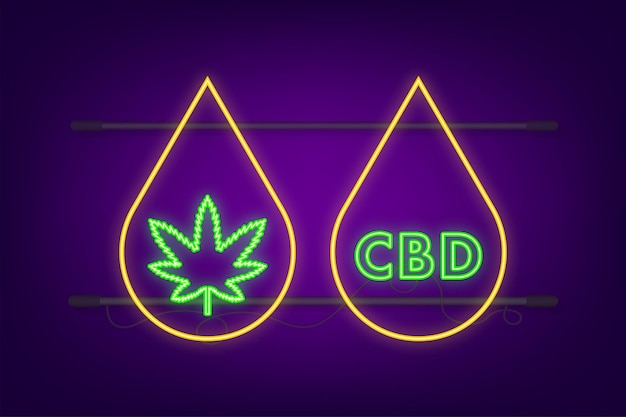 Vettore icona al neon vettore foglia di cannabis creativa modello per l'illustrazione vettoriale del cannabidiolo cbd