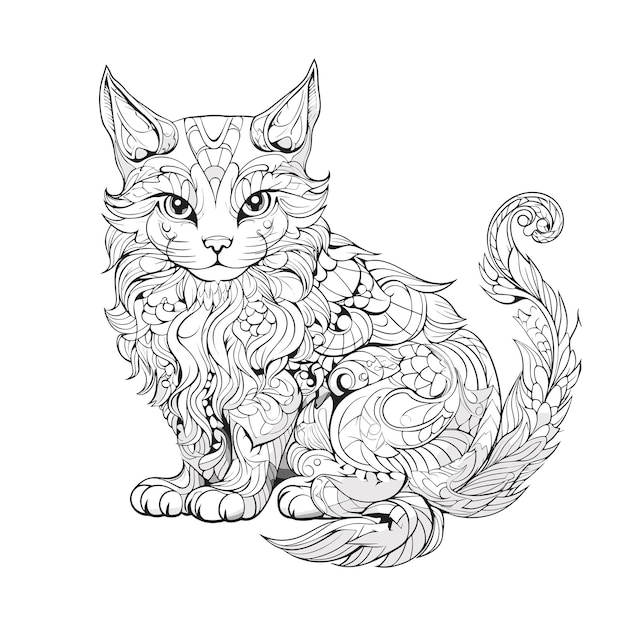 Vector creative cat line drawing