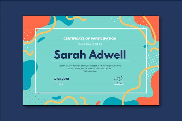 Vector creative certificate template with abstract colorfull shapes.