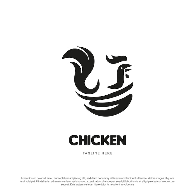 Illustrazione di vettore di progettazione logo pollo creativo