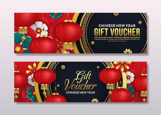 Creative chinese new year gift voucher design illustration