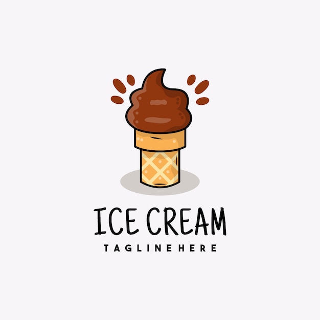 Creative chocolate ice cream icon logo illustration