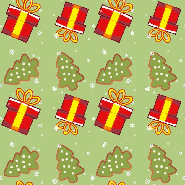 크리 에이 티브 크리스마스 아름다운 선물과 가문비 나무 배경 무늬