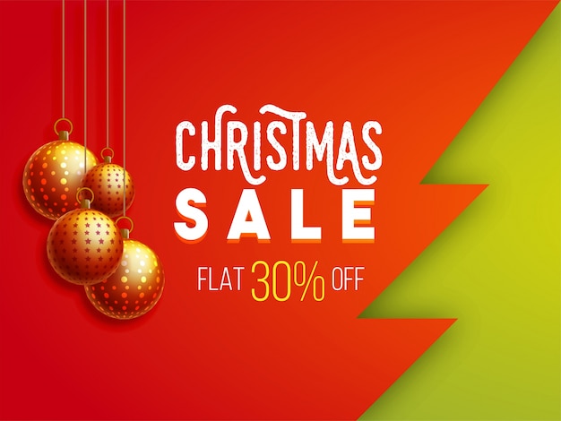 Vector creative christmas sale background with 30% discount.