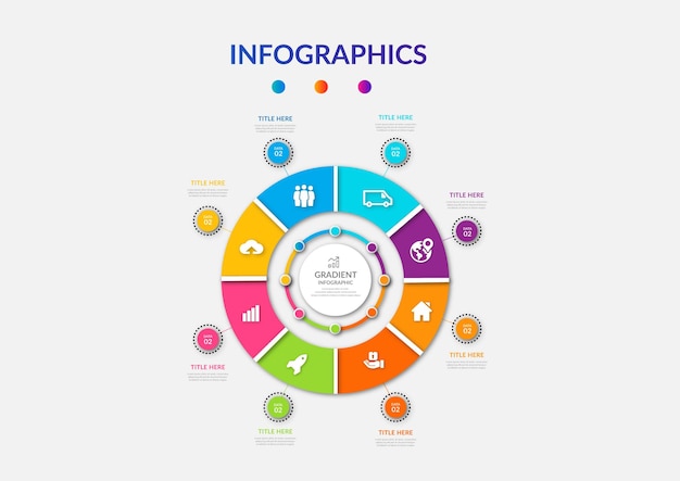 Creative circle halloween gradient infographic template design editable vector