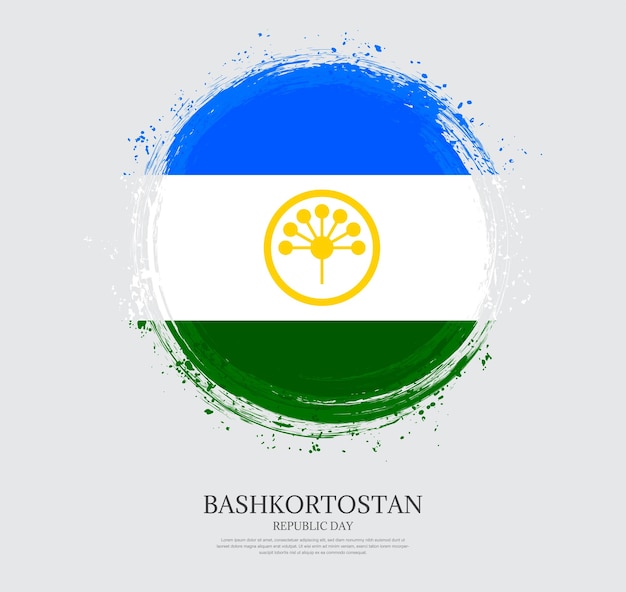 Vector creative circular grungy shape brush stroke flag of bashkortostan on a solid background