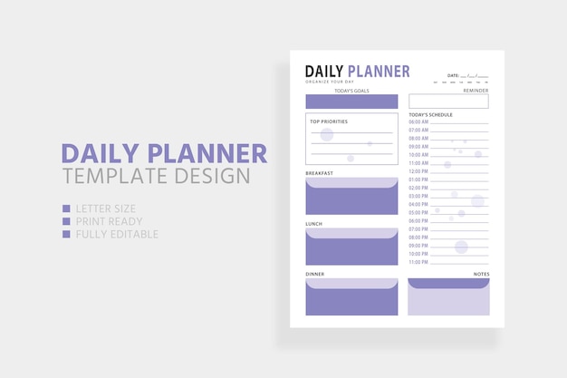 Creative clean daily planner template design