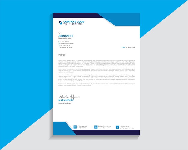 Creative clean modern business letterhead design template