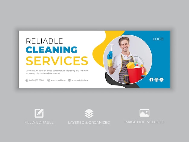 Vector creative cleaning facebook cover design template cleaning service print template