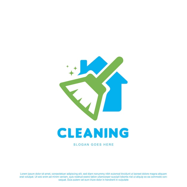 Creative cleaning logo design House with broom vector