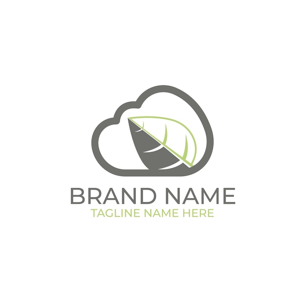 Vector creative cloud leaf logo design template