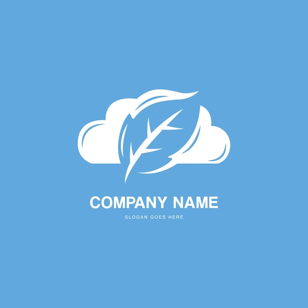 Creative cloud and leaf negative space logo design