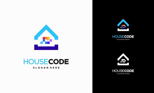 Creative code house logo ontwerpen concept vector, programming house logo sjabloon