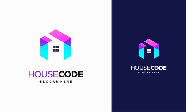 Creative Code House logo ontwerpen concept vector, Programming House logo sjabloon