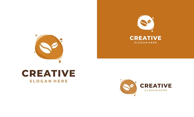 Creative coffee bean logo with colorful liquid abstract design