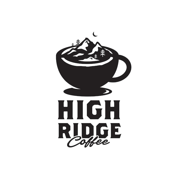 Creative Coffee Cup With Mountain Logo