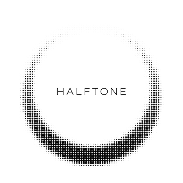 Creative color halftone half moon circular