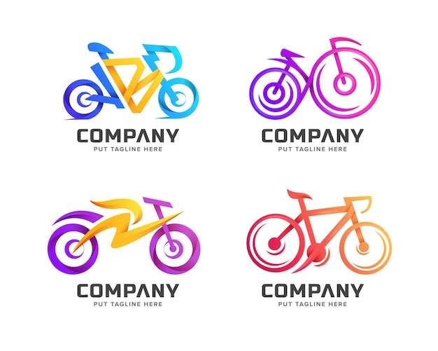 Modello di logo di bicicletta colorato creativo per il business