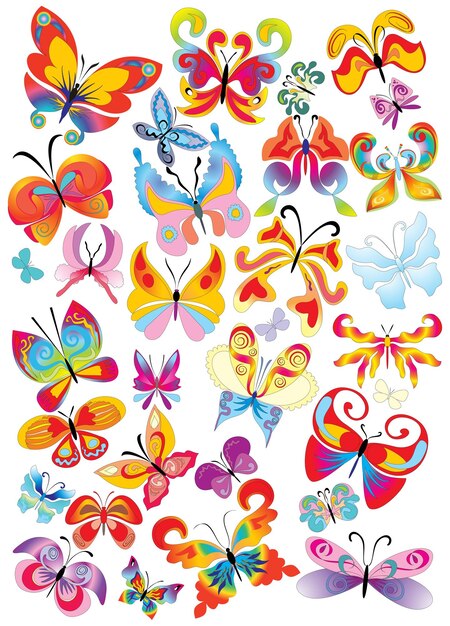 Vettore design creativo di illustrazioni vettoriali di farfalle colorate 7
