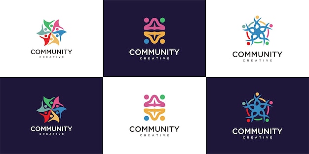 Creative colorful community logo collection