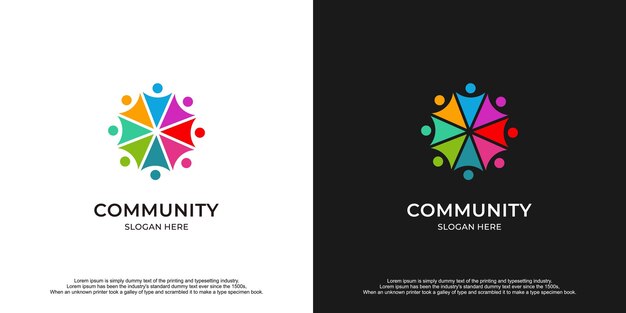 Creativo colorato comunità persone logo design.