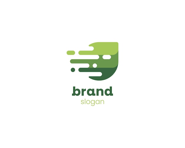 Creative colorful green leaf with it technology logo