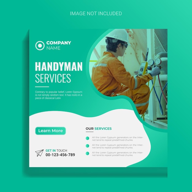 Creative and colorful Handyman services social media banner design Template