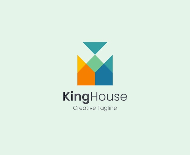 Creative colorful king crown house logo