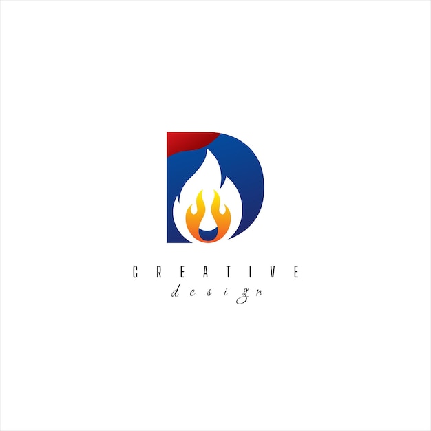 Creative colorful letter D Fire logo with