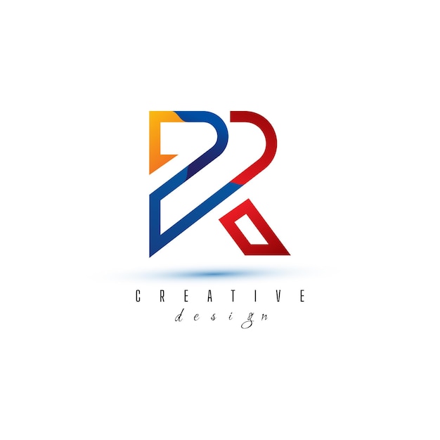 Creative colorful letter R logo with leading lines and road concept design. Letters with geometric d