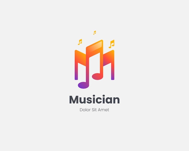 Creative colorful music note logo gradient