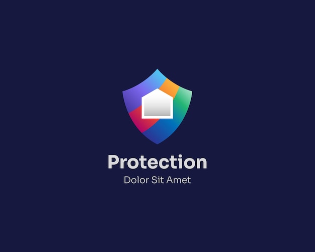 Креативный красочный градиент логотипа защитного дома