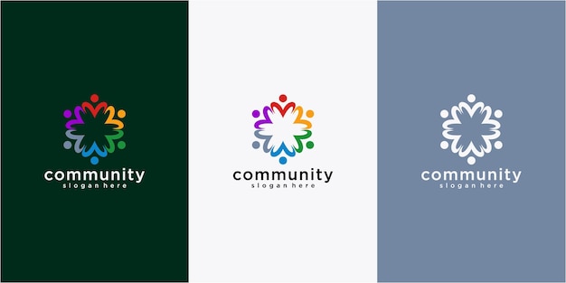 Creativo colorato gruppo sociale logo design vettore persone comunità logo design