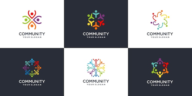 Creative community abstract logo collection premium vector