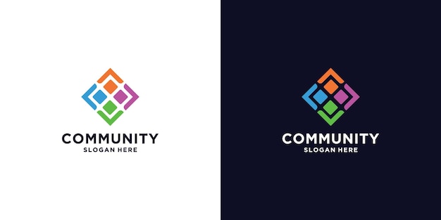 Vector creative community people logo design