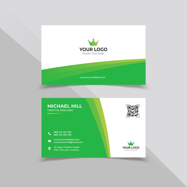 Creative Company Business card Design in White and Green Color