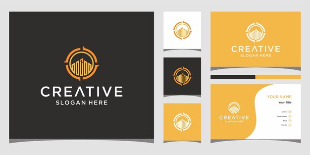 Creative compass logo icon and business card design