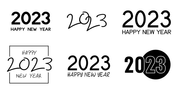 2023年のハッピーニューイヤーポスターセットのクリエイティブコンセプト。 2023 新年あけましておめでとうございますシンボルのコレクション