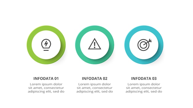 3단계 옵션 부품 또는 프로세스 비즈니스 데이터 시각화가 포함된 인포그래픽에 대한 창의적인 개념