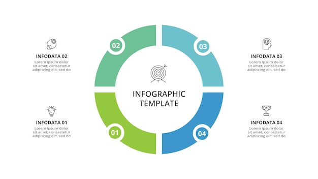 Креативная концепция инфографики с 4 шагами вариантов частей или процессов визуализация бизнес-данных
