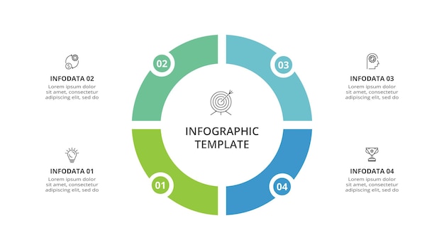 4단계 옵션 부품 또는 프로세스 비즈니스 데이터 시각화가 포함된 인포그래픽에 대한 창의적인 개념