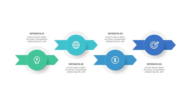 Креативная концепция инфографики с 4 шагами вариантов частей или процессов визуализация бизнес-данных
