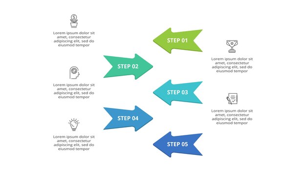 Вектор Креативная концепция инфографики с 5 шагами вариантов частей или процессов визуализация бизнес-данных